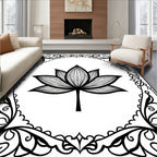 Elegant Black Lotus Frame Rug