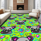 Gray Bear with Pink Blue Whimsical Swirls Rug