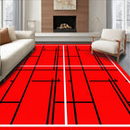 Bold Red Geometric Grid Rug