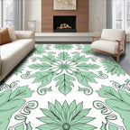 Mint Green Floral Medallion Art Nouveau Rug