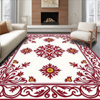 Crimson Yellow Floral Border Medallion Rug
