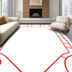 Crimson Geometric Octagon Border Rug