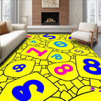 Vibrant Yellow Abstract Number Collage Rug