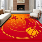 Crimson Orange Basketball Action Swirl Rug