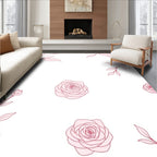 Pale Pink Rose Outline Art Rug