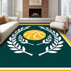 Emerald Laurel Basketball Emblem Rug