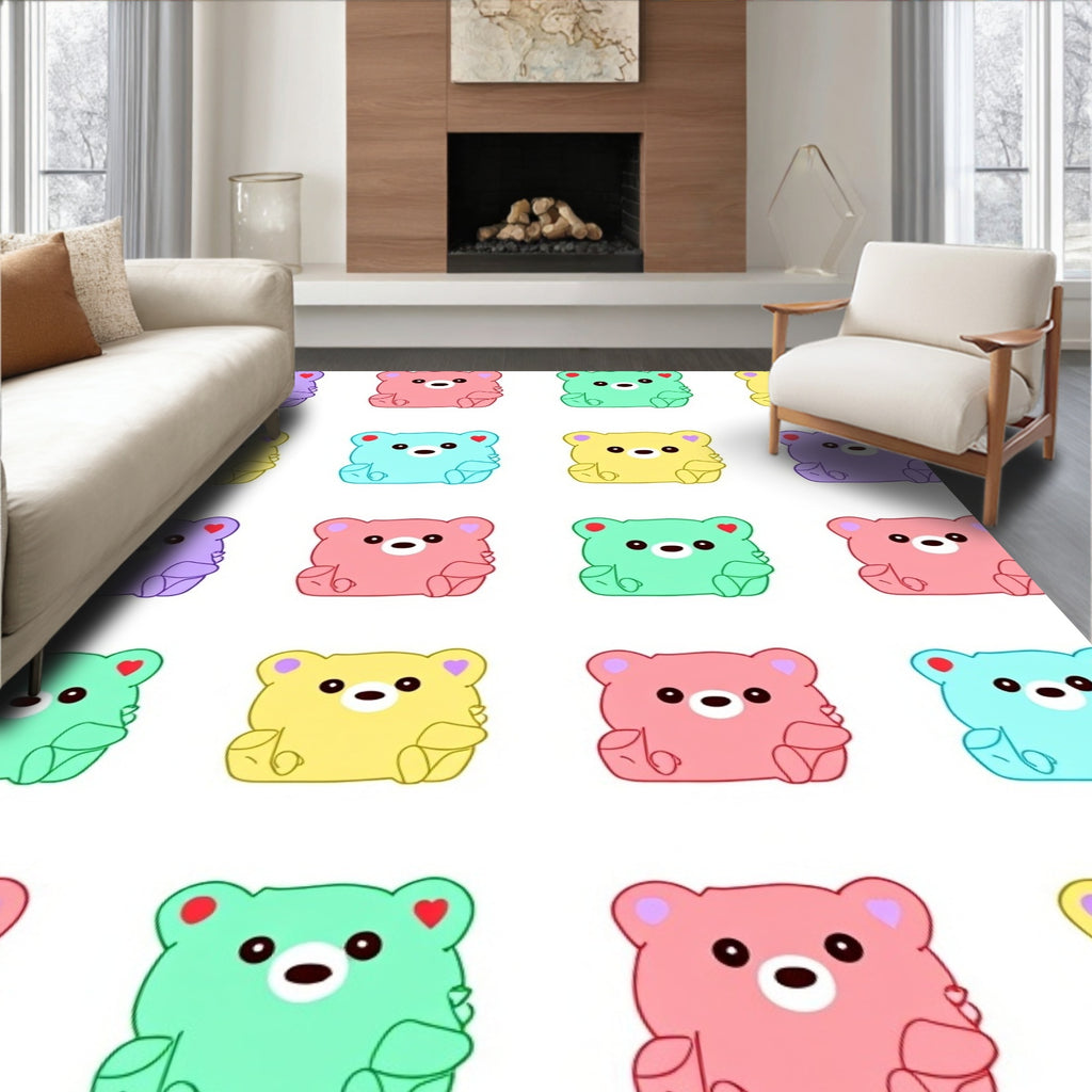 Cute Pastel Teddy Bear Repeating Rug