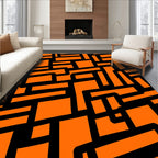 Bright Orange Geometric Labyrinth Rug