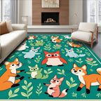 Whimsical Forest Friends Colorful Creatures Rug