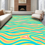 Yellow Teal Pink Abstract Wave Rug