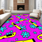 Pink Yellow Blue Snowflake Scatter Rug