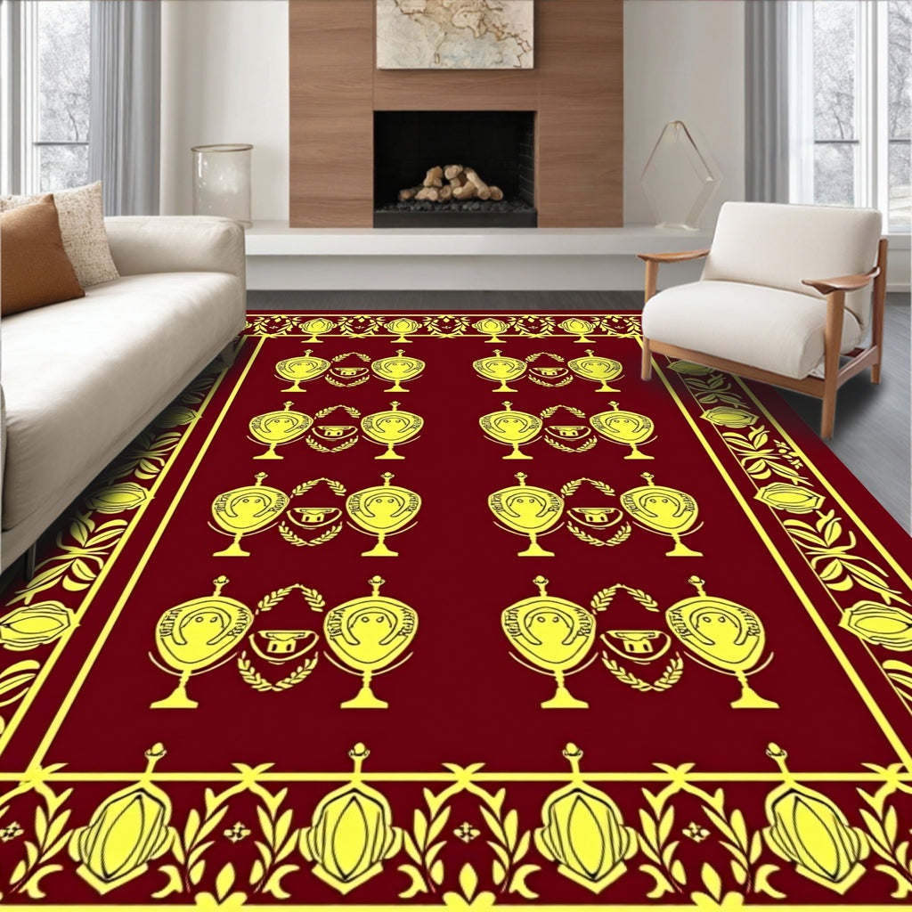 Crimson Gold Laurel Crest Repeating Rug