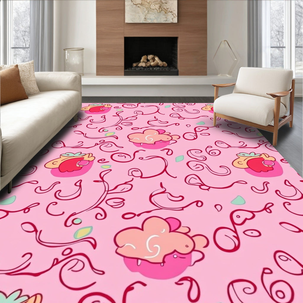 Sweet Pink Cupcake Swirls Rug