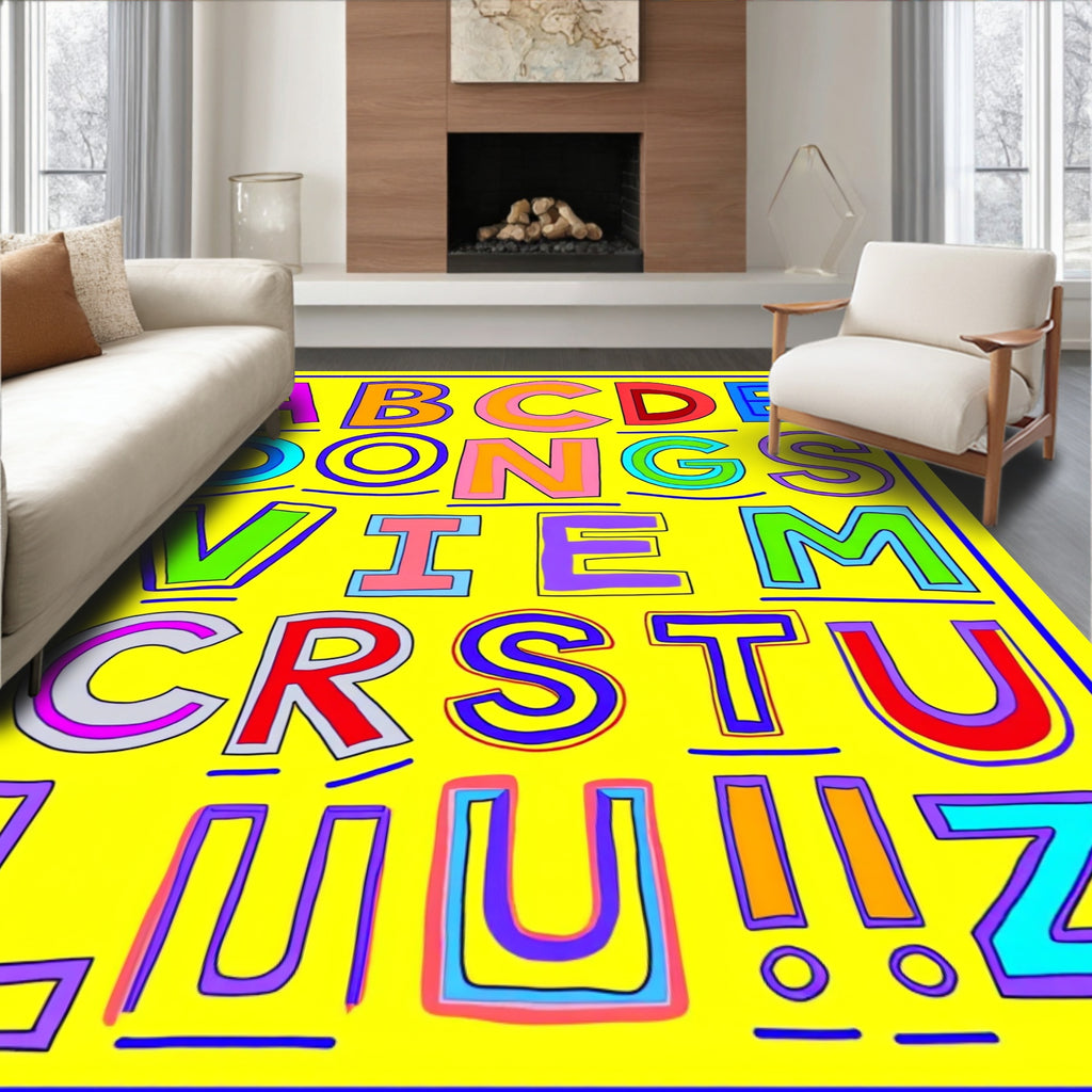 Bold Alphabet In Bright Colors Rug