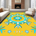 Turquoise Floral Starburst Mandala Rug