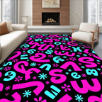 Funky Pink Blue Alphabet Flower Rug