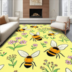Yellow Floral Bee Garden Rug