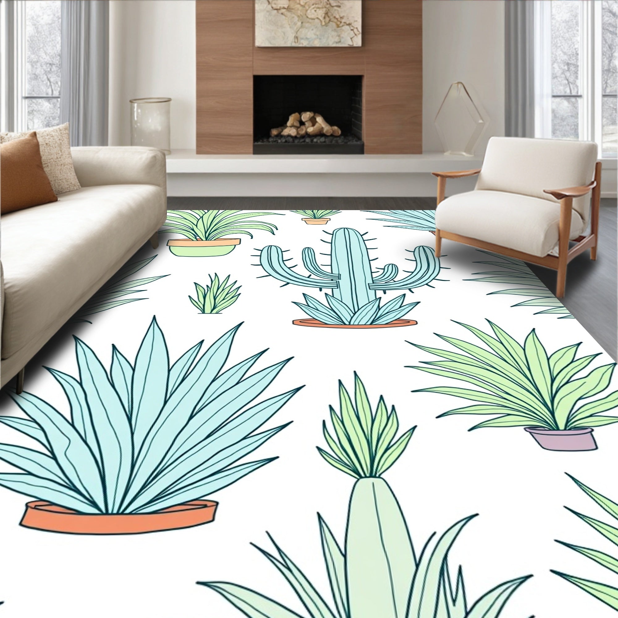 Pastel Succulent Garden Collection Rug