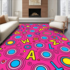 Vibrant Pink Alphabet Circle Collage Rug