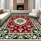 Rich Burgundy Floral Medallion Border Rug