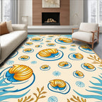 Nautical Gold Nautilus Blue Shells Rug