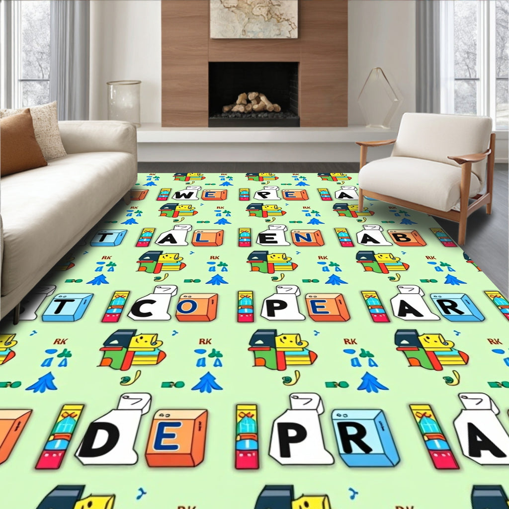Colorful Alphabet Blocks Repeating Layout Rug