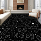 Black White Funky Alphabet Stars Rug