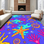 Vibrant Coral Starfish Undersea World Rug