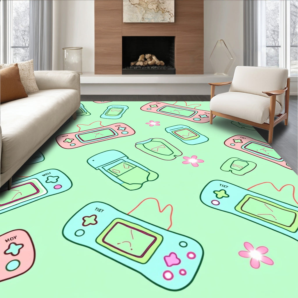 Pastel Retro Game Boy Flower Rug
