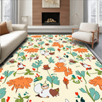 Playful Woodland Animals Whimsical Foliage Rug