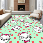 Cute White Kitty Polka Dot Rug