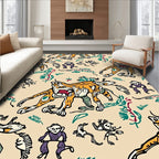 Whimsical Tiger And Monkey Meadow Rug