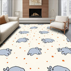 Whimsical Gray Rhino Starry Night Rug