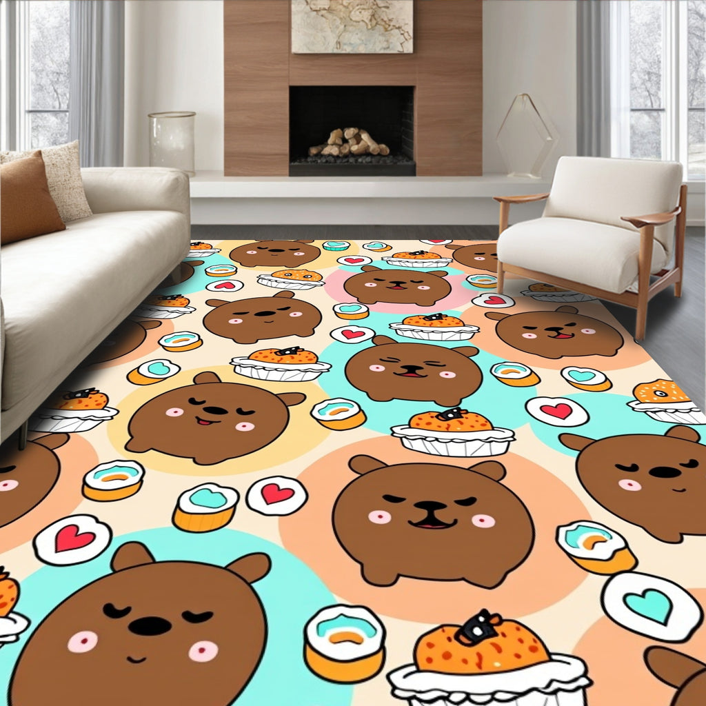 Cute Bear Sushi Heart Shapes Rug