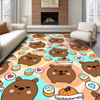 Cute Bear Sushi Heart Shapes Rug