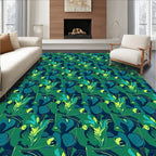 Deep Green Abstract Organic Foliage Rug