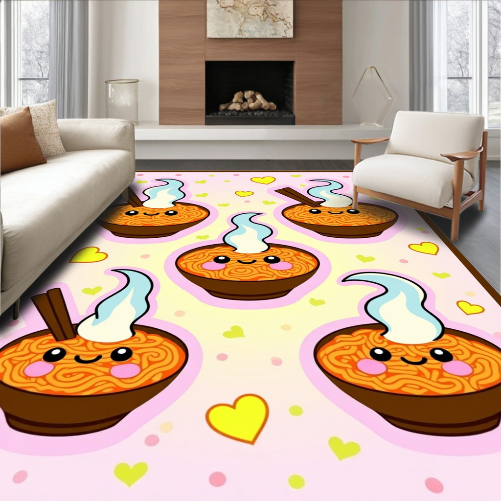 Kawaii Noodle Bowl Hearts Rug