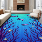 Purple Turtle Sea Coral Scene Rug