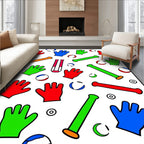 Colorful Mitts and Balls Playful Throw Rug