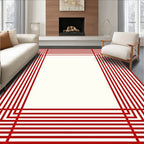 Crimson Concentric Rectangles Border Rug