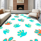 Playful Orange Turquoise Handprint Scatter Rug