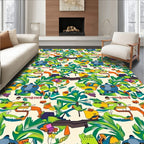 Whimsical Green Tropical Creature Cartoon Rug
