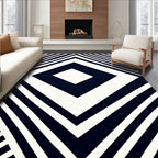 Bold Navy White Geometric Diamond Rug