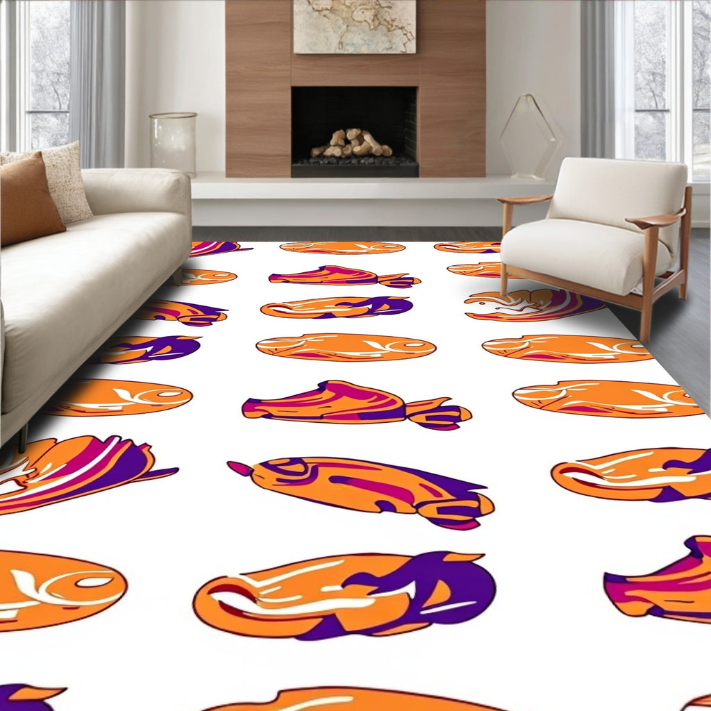 Orange Purple Swirl Abstract Forms Rug