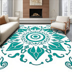 Teal Medallion Radial Baroque Swirls Rug