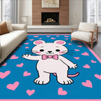 Cute White Mouse Pink Hearts Rug