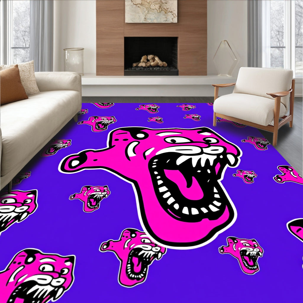 Vibrant Pink Panther Purple Background Rug