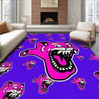 Vibrant Pink Panther Purple Background Rug