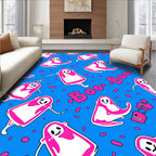 Pink Ghost Boo Blue Sprinkle Rug