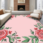 Coral Rose Vine Border Rug